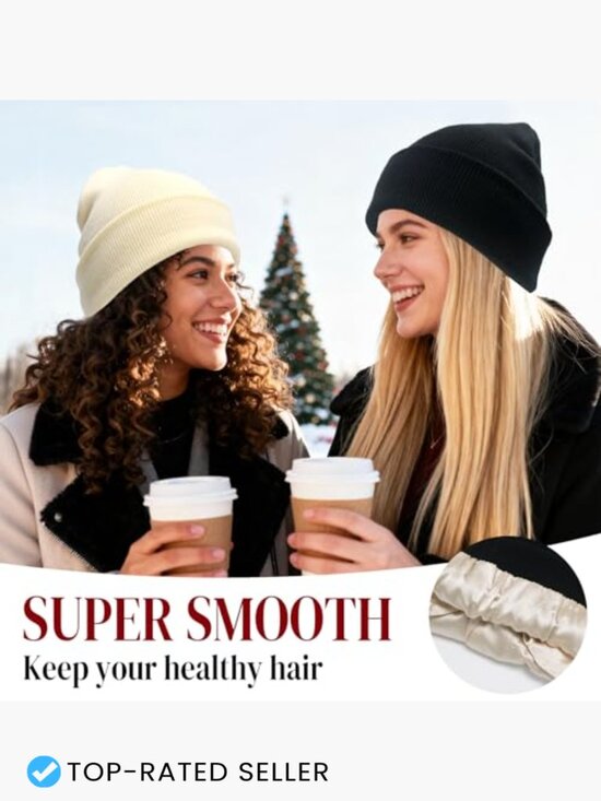 Satin Lined Beanie Hat Winter Skull Cap Soft Slouchy Warm  display picture 1